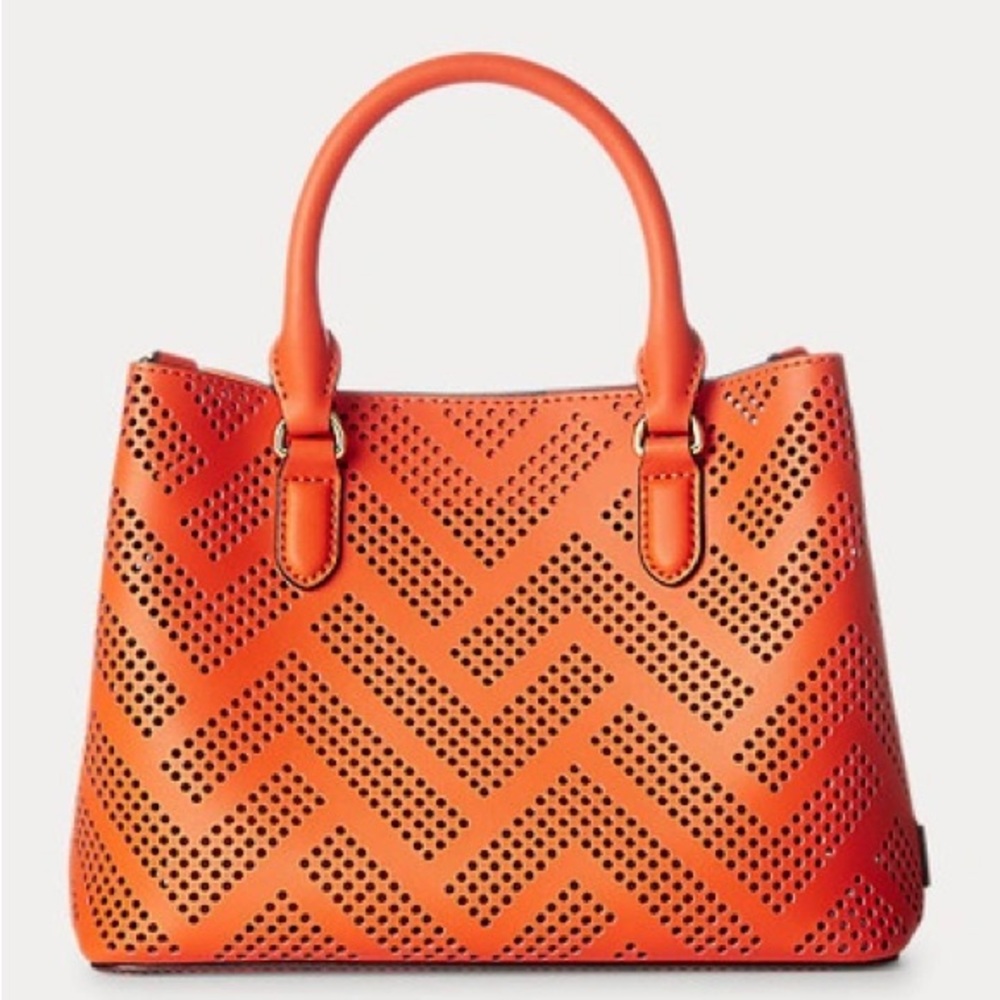 Lauren Ralph Lauren Orange Leather Satchel